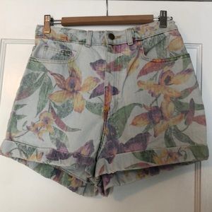 High waisted floral shorts